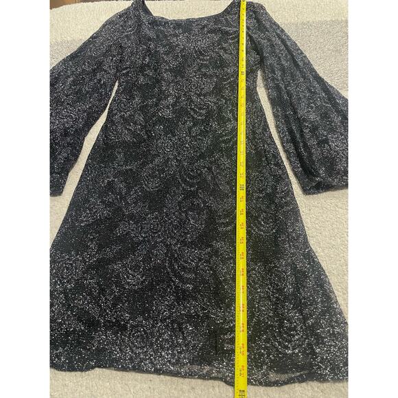 Laundry By Shelli Segal Dress Womens 4 Black Silver Sparkles New Years Eve NYE - Picture 4 of 14